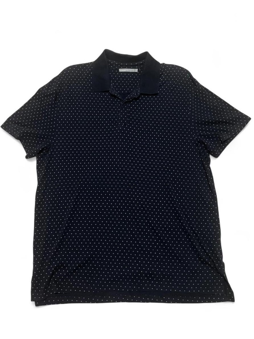 Vince Navy Polo with White Micro Dot Print